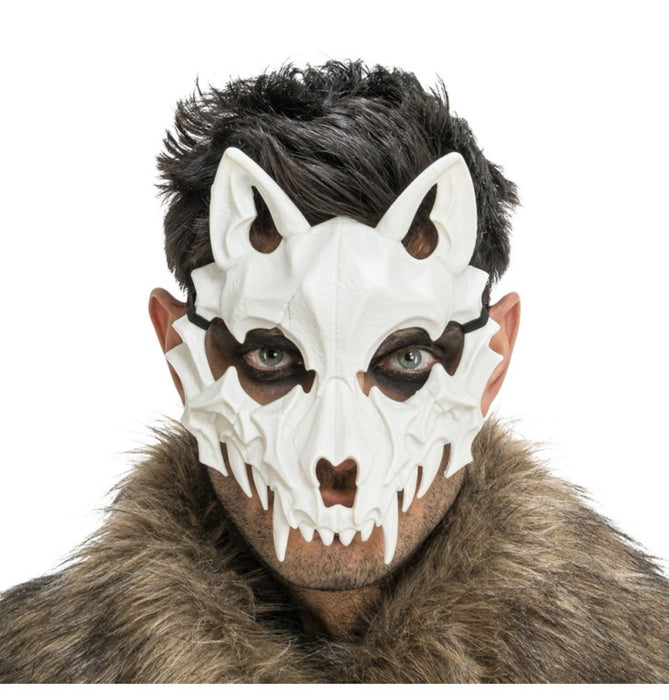 Halloween Wolf Skelett Maske aus Kunststoff | Weiß